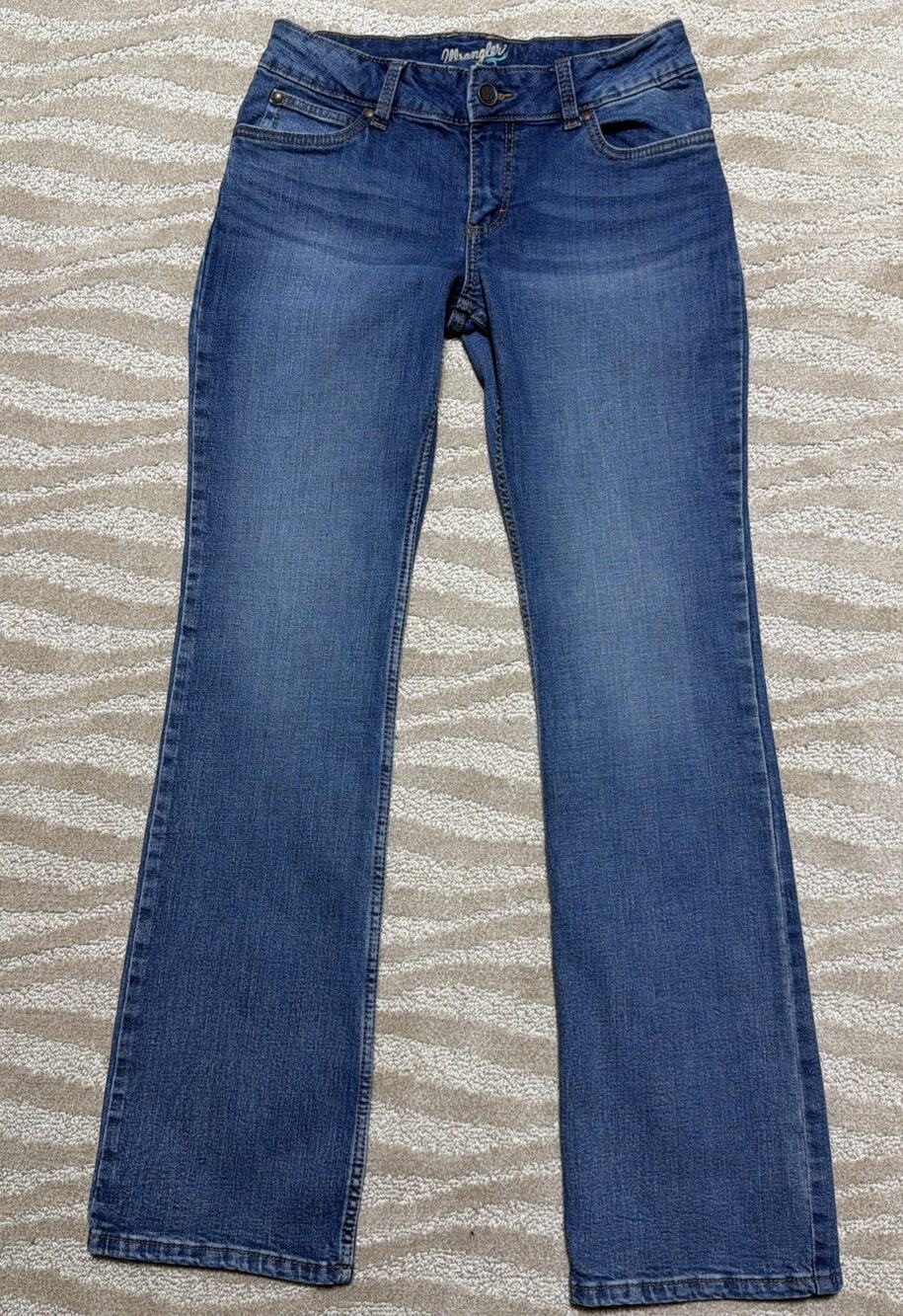 WRANGLER 30X34 Bootcut Jeans Thick Stitch Teal Medium Wash Cowgirl